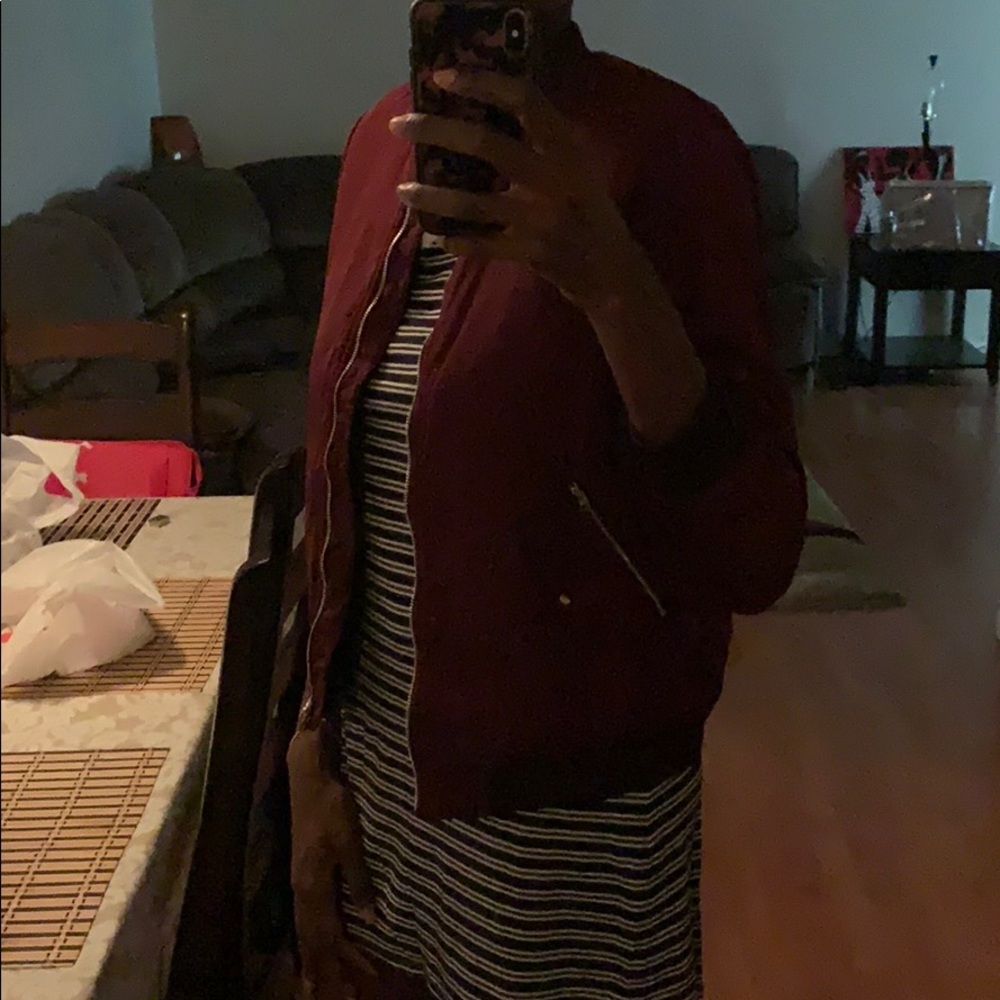 Zara TRF Burgundy bomber jacket size M